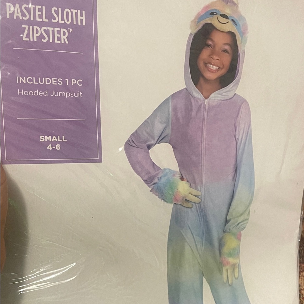 Pastel Sloth Hooded Jumpsuit